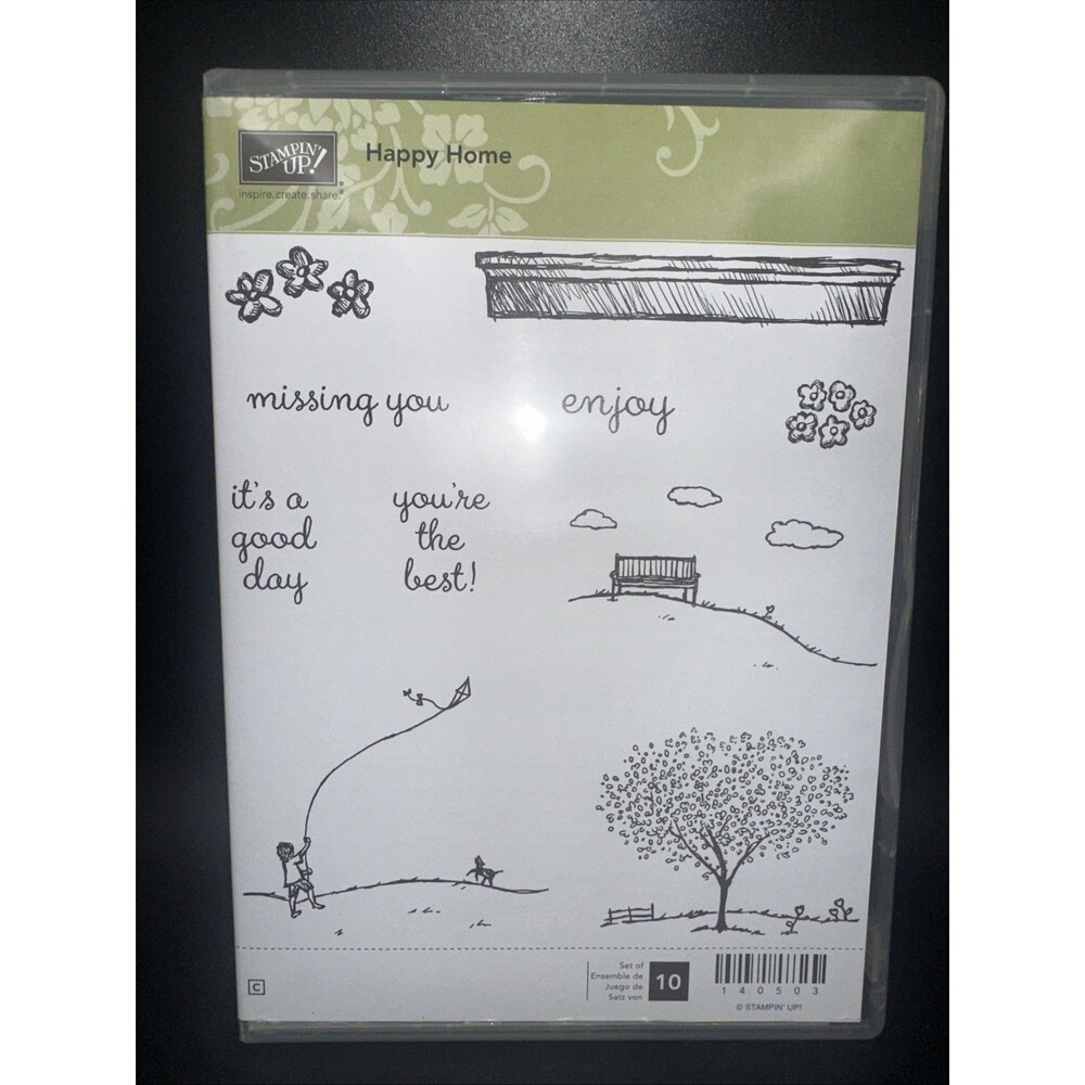 Stampin' Up Happy Home Stamp Set 140503 10 Stamps New sentiments tree kite shelf